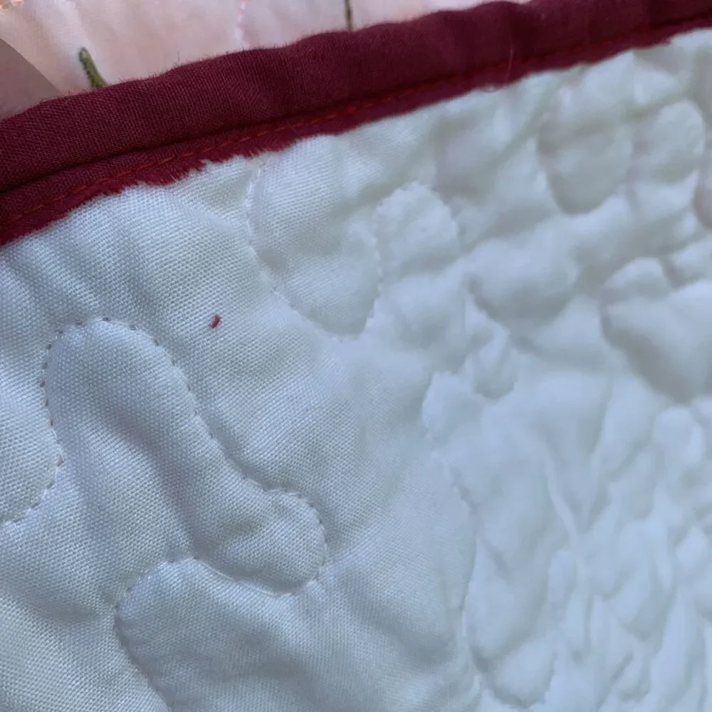 Vintage Country Cottage Quilt Blanket Floral Embroidered 82x85